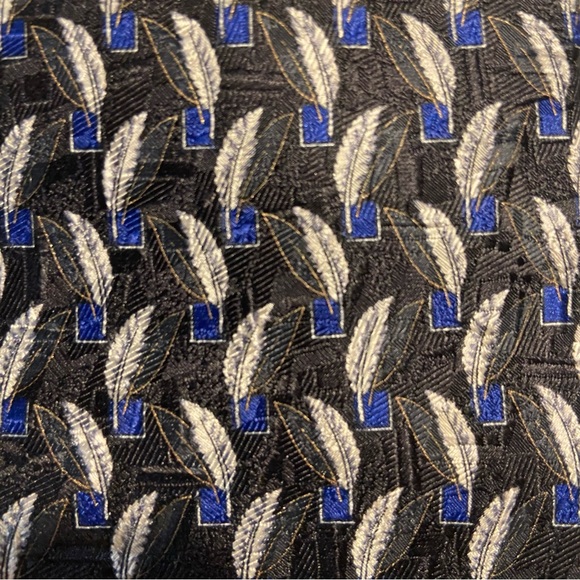 Ermenegildo Zegna Blue Feather Silk Tie Men 58” Long 3.5” Wide Made In Italy - Picture 3 of 9
